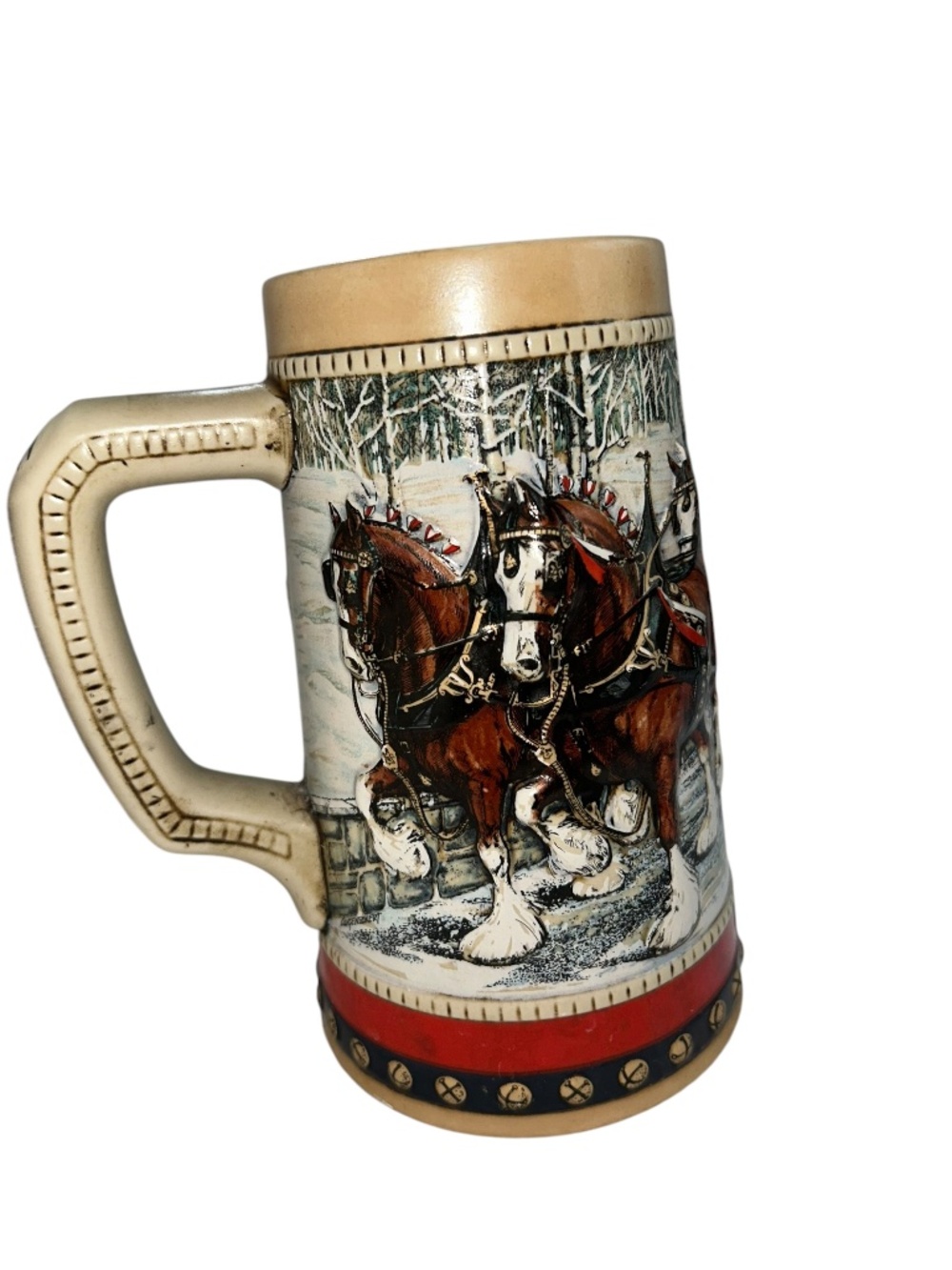 Vintage Budweiser Holiday Beer Stein 1988 Anheuser Busch Clydedales mug